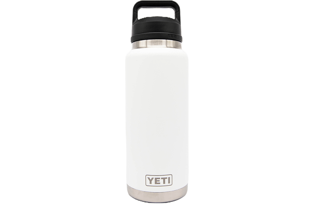 REAL YETI 36 Oz. Laser Engraved White Yeti Rambler Bottle Personalized  Vacuum Insulated YETI With Chug Cap 